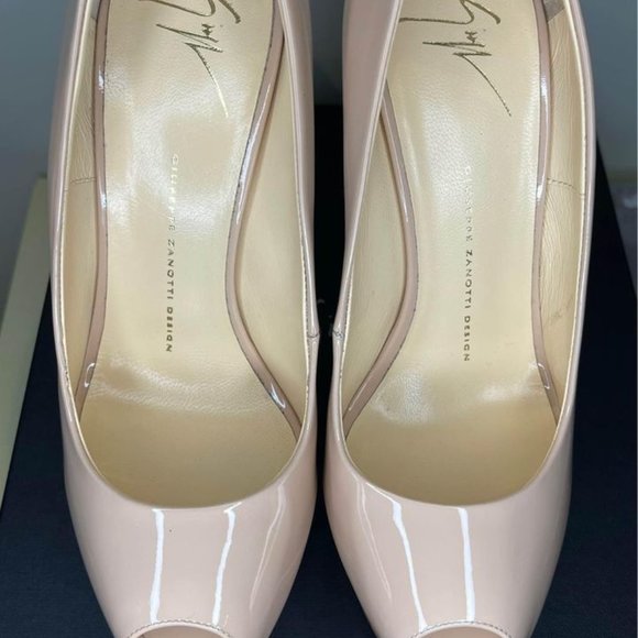 GIUSEPPE ZANOTTI Sharon Peep Toe Pumps Blush Patent Leather - Picture 7 of 8